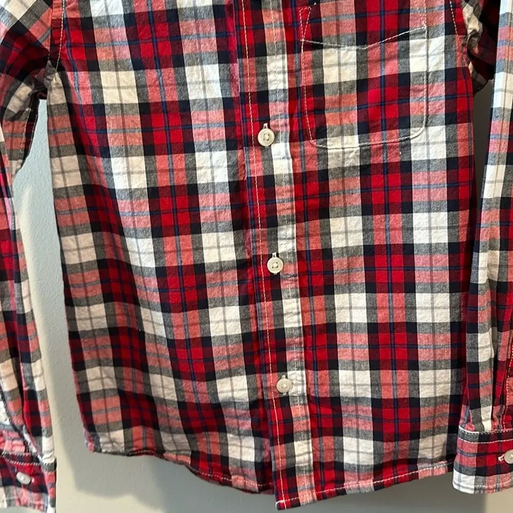 The Children’s Place Boy’s Small Red Plaid‎ Poplin Button Down Shirt